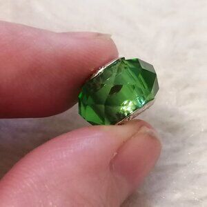 Sterling Silver and Cut Glass Faceted Bracelet Bead Charm